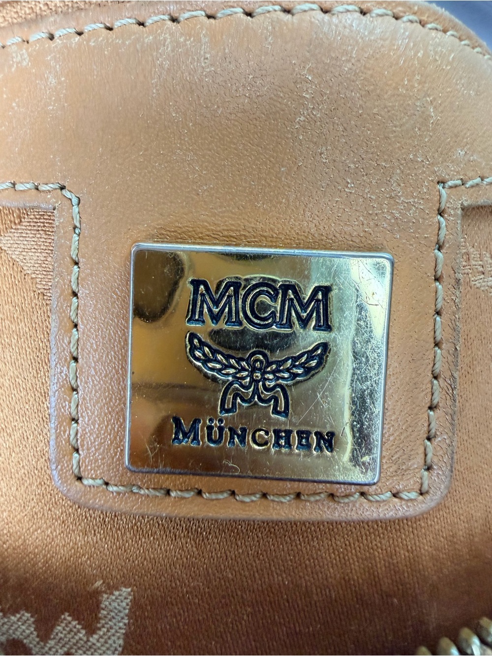 MCM Cognac Visetos Dome Satchel with Gold Hardware - Picture 7 of 12